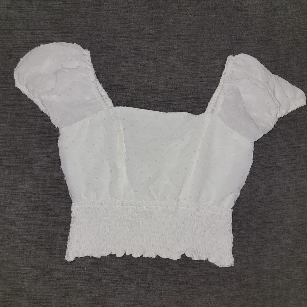 Urban Romantics Women's White Cotton Square Neck Crop Top Size Small